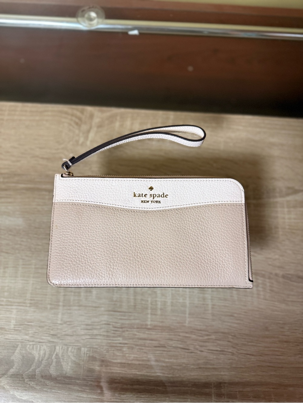 kate spade Two-Tone Pebbled Wristlet - Cream & Light Pink